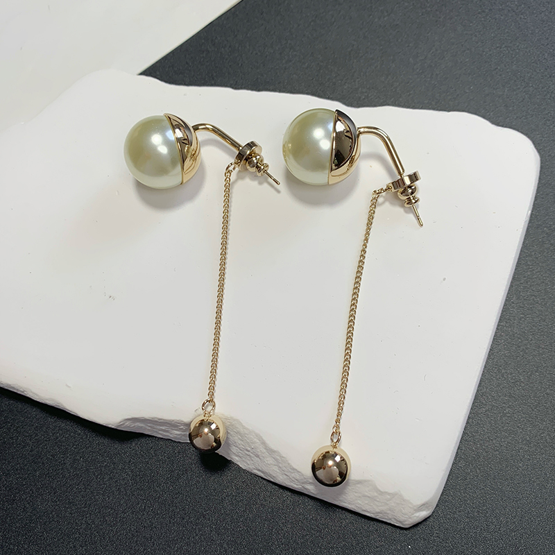 奥米迪奥珍珠流苏金属耳坠长款女