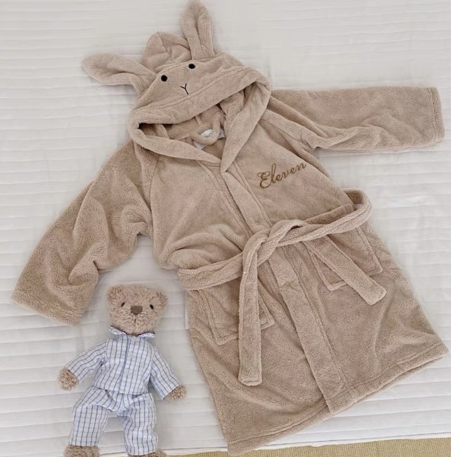 Bulu baby可定制名字儿童浴袍亲子睡袍宝宝家居服吸水浴巾