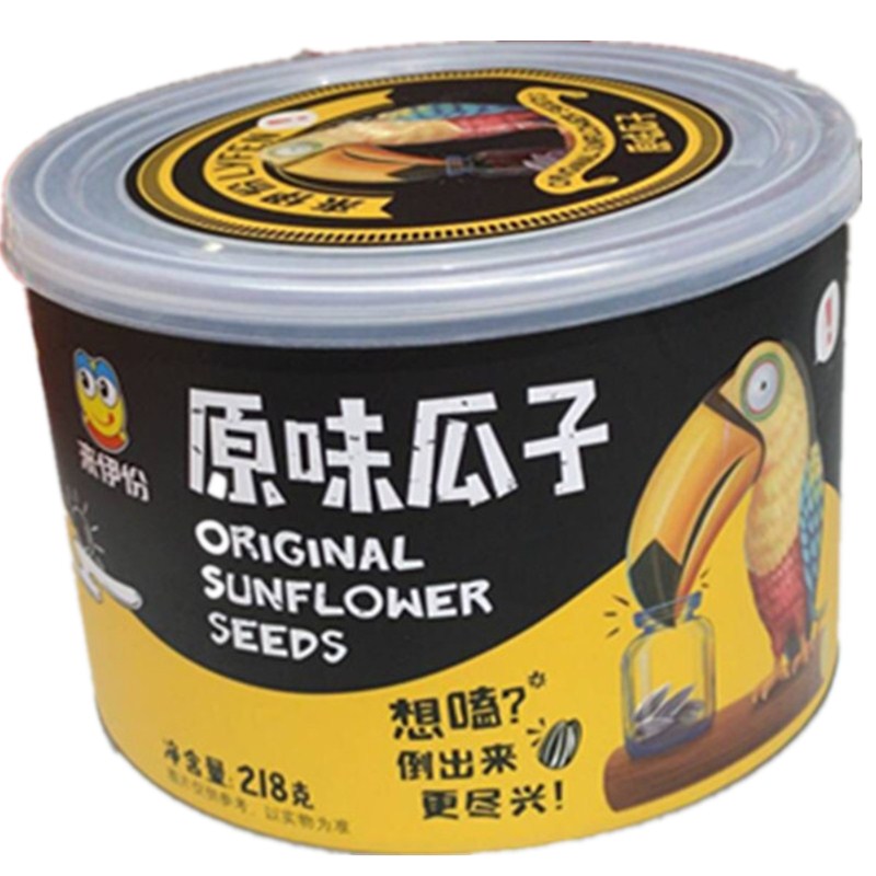来伊份原味瓜子218g*3罐装即食原香淡葵花籽香脆休闲零食来一份