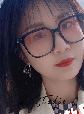 韩系优雅粉色墨镜女素颜腮红眼镜