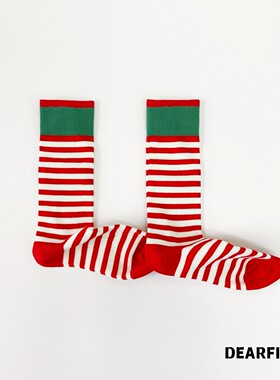 DEARFISH 【红玛莉】中筒棉袜高颜值设计款显腿长ins网红款新年红