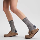 dearfish棉2025新款 蓝屿灰 中筒女袜双针粗线堆堆cherry同款