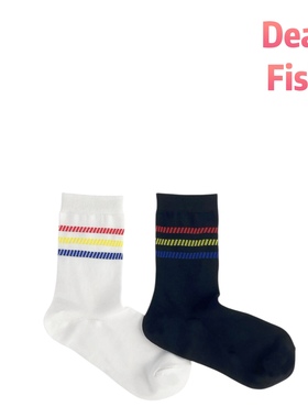 DEARFISH【轻节奏】2025春夏棉新款柠檬黄女袜时尚透气袜网袜