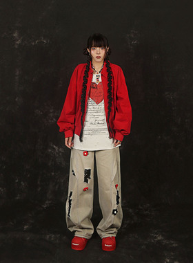 NNK美式复古红色哈灵顿夹克秋季基础通勤男女百搭短宽松外套潮