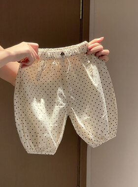 2026夏款韩版男女宝宝百搭波点棉布裤子婴幼儿舒适休闲防蚊裤