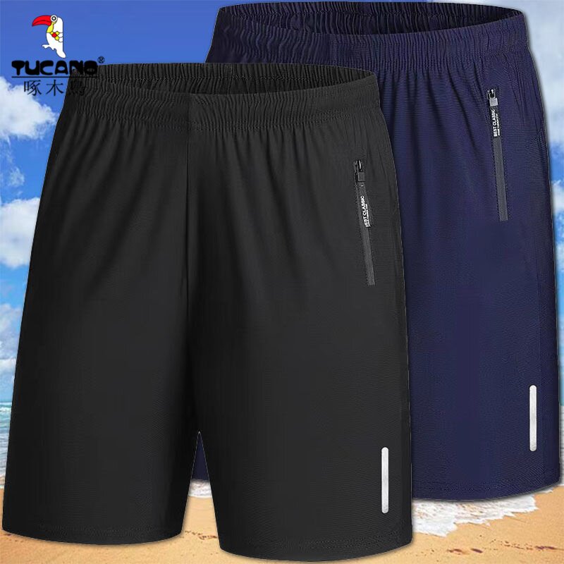 啄木鸟夏季运动短裤男速干五分裤子宽松大码跑步健身中年休闲中裤