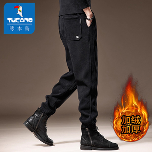 啄木鸟高端软糯重磅加厚裤子休闲裤男秋季新款灯芯绒宽松男士卫裤