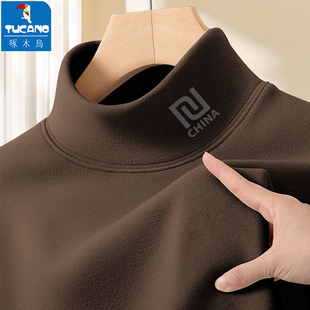 内搭美式 啄木鸟双面德绒保暖衫 2025秋冬卫衣长袖 男款 半高领打底衫