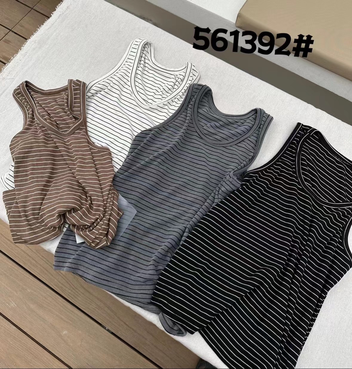 becabeau561392新款弹力条纹打底女士背心休闲百搭内搭图片