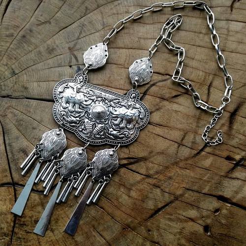 复古百搭小象舞台演出饰品苗银