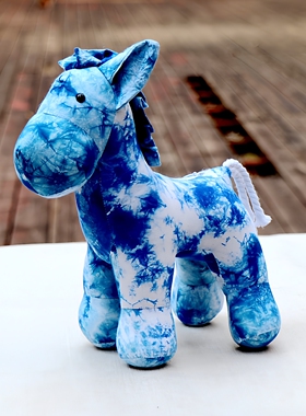 大理非遗扎染布艺小马卡通摆件