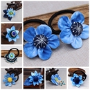 云南大理丽江民族风手工扎染蓝染头花皮绳儿童头饰发饰复古旅游