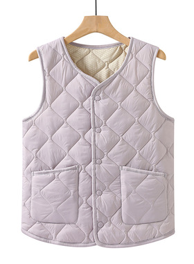 2025春秋新款羽绒棉马甲女轻薄背心打底坎肩大码男士马夹宽松内胆