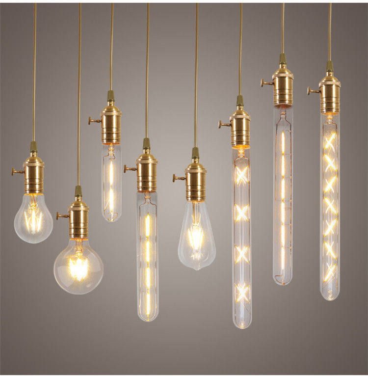 LED灯泡长笛试管仿乌钨丝爱迪生E27e14螺口暖色黄光超亮节能白织