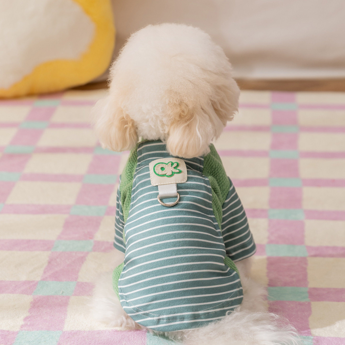 宠物衣服可爱条纹布标家居服保暖