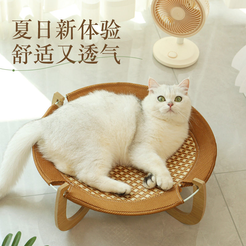 喵仙儿猫床宠物圆脚行军吊床猫窝透气凉席款晒太阳阳台