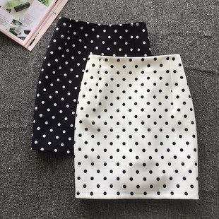 小波点半身裙女2025春夏新款 中高腰显瘦包臀裙弹力防走光短裙 韩版
