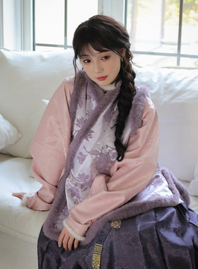 冬季汉服交领比甲仿漳绒缎