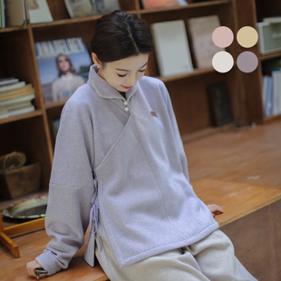 明制汉服秋冬打底上衣 超暖加绒翻领衫 糖果盒子 大明女孩卫衣