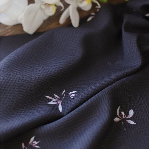 静夜幽兰面料｜原创化纤横罗印花汉服旗袍中式面料布料古风