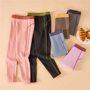 彩桥儿童德绒秋裤女童秋冬保暖裤男童双面磨毛打底裤蚕丝羊毛裤