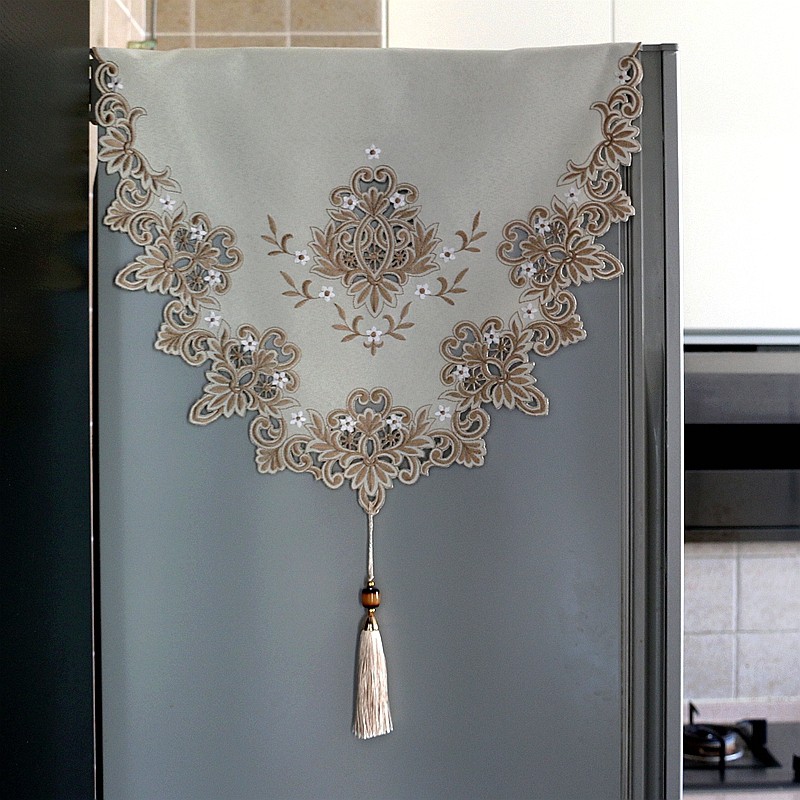 冰箱罩刺绣镂空布艺对开门单双开门现代简约家用防尘罩多用遮盖巾