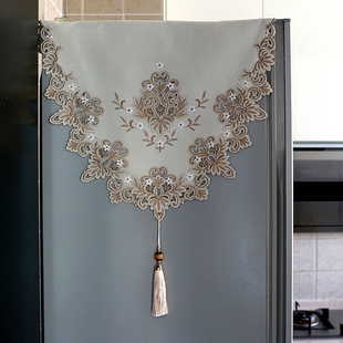 冰箱罩刺绣镂空布艺对开门单双开门现代简约家用防尘罩多用遮盖巾