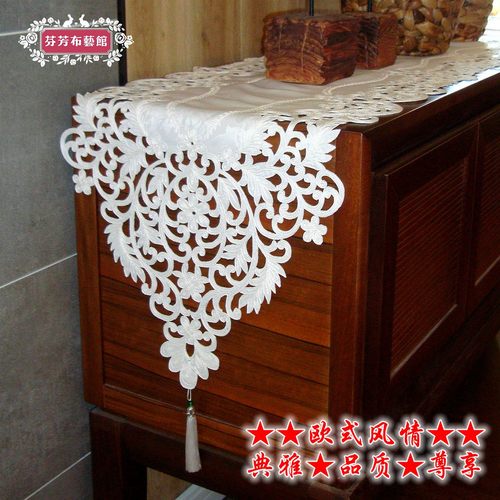 外贸欧式布艺刺绣桌旗韩式田园