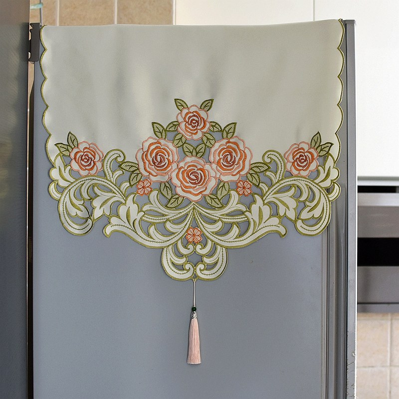 欧式对开门冰箱防尘罩田园绣花布艺单双开门家用多功能冰箱巾盖布