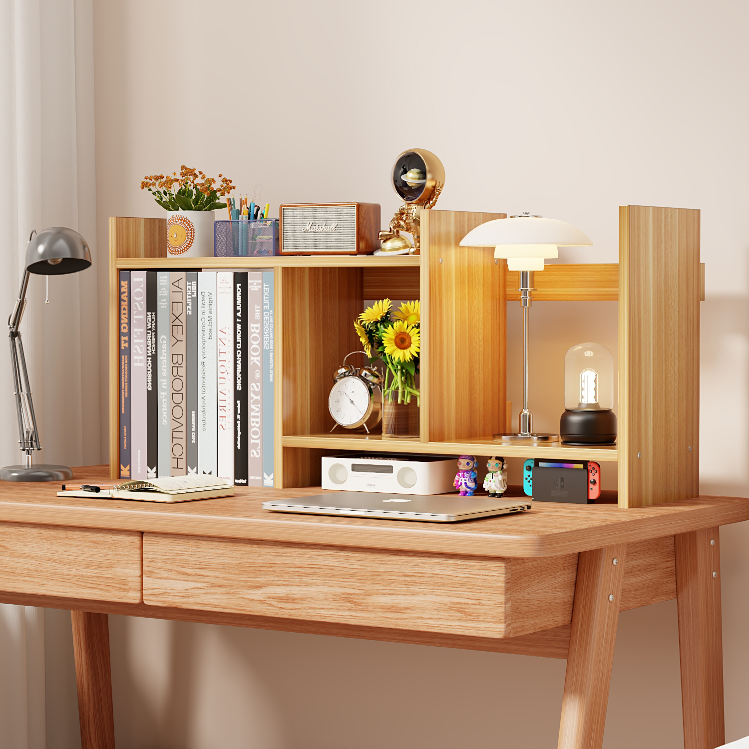 书架桌面上置物架简易多层学生用办公桌收纳架可伸缩多层简易书柜