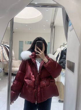 街头记忆面料中长款连帽羽绒服