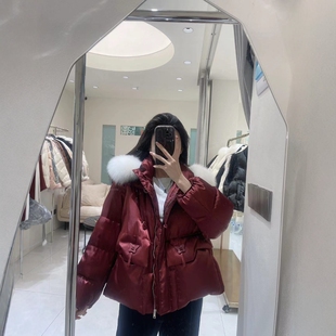 欧洲站2025冬季新款Dong.one洋气狐狸毛领连帽大口袋休闲羽绒服女