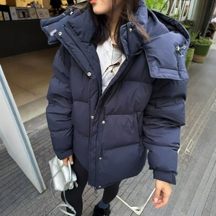 南油欧货欧洲站2025冬季新款时尚连帽宽松休闲保暖鸭绒羽绒服外套