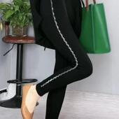新款 高腰打底裤 女莫代尔秋冬加绒外穿时尚 四季 烫钻保暖显瘦长裤 女