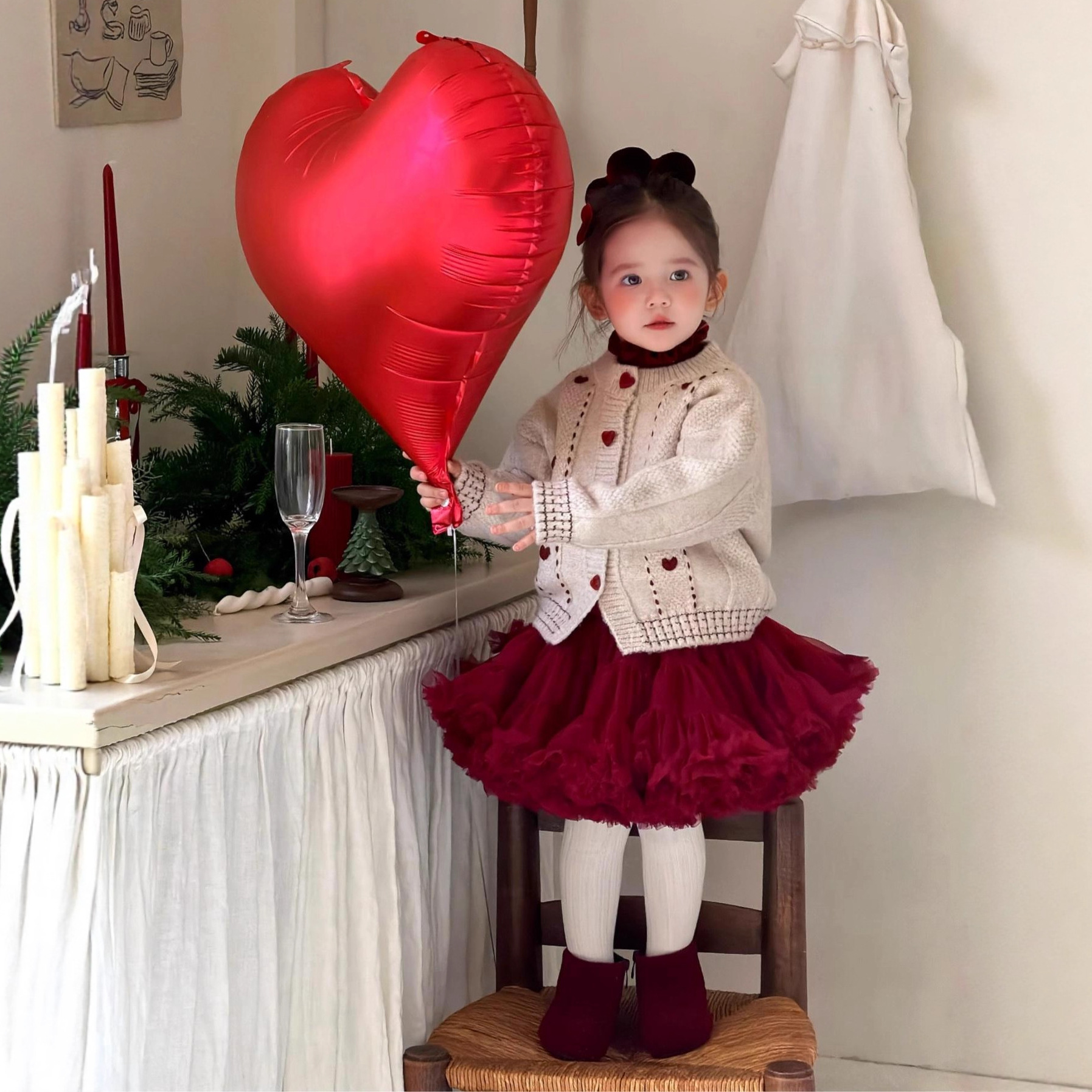 女童圣诞套装2025炸街女宝宝套装拜年服甜美针织毛衣女宝宝洋气裙