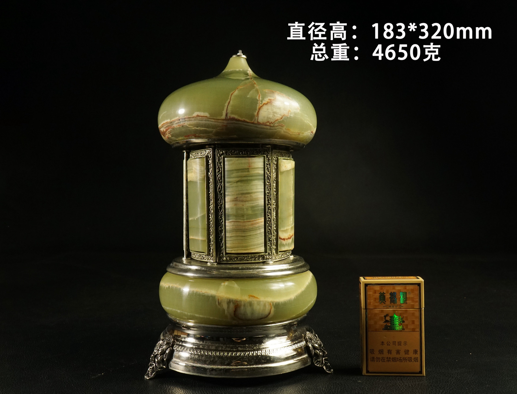 瑞士御爵天然石料金属包音乐盒摆件，重4.65公斤，高32厘米