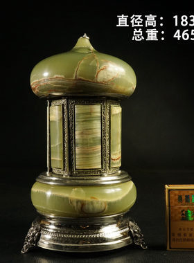 瑞士御爵天然石料金属包音乐盒摆件，重4.65公斤，高32厘米