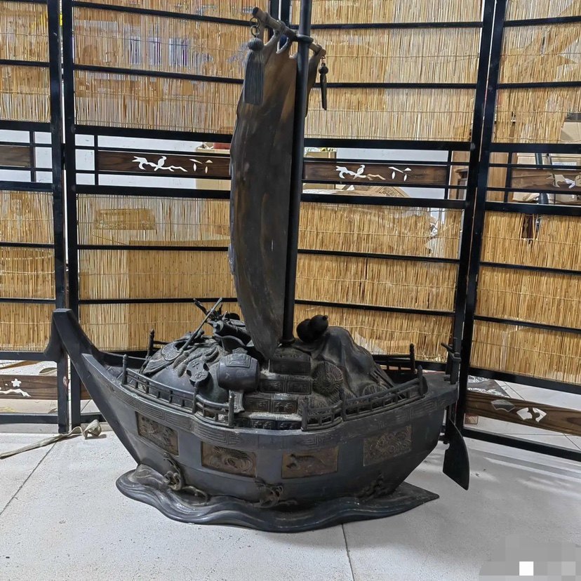 日本多宝七福神老铜宝船,重67斤,高99厘米,长78厘米