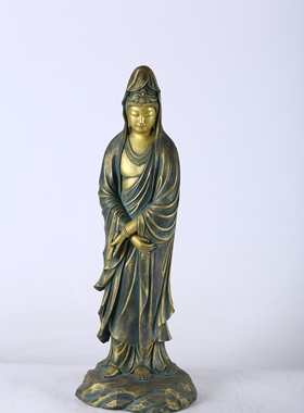 日本大佛师松久宗林作收藏供奉精品铜观音像，重7.6公斤，高60厘