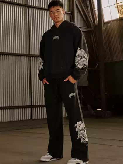 Youngla Muscle Sports Fitness Suit Men's Printed Hooded Long-Sleeved Sweatshirt Running Training Pants American Fashion