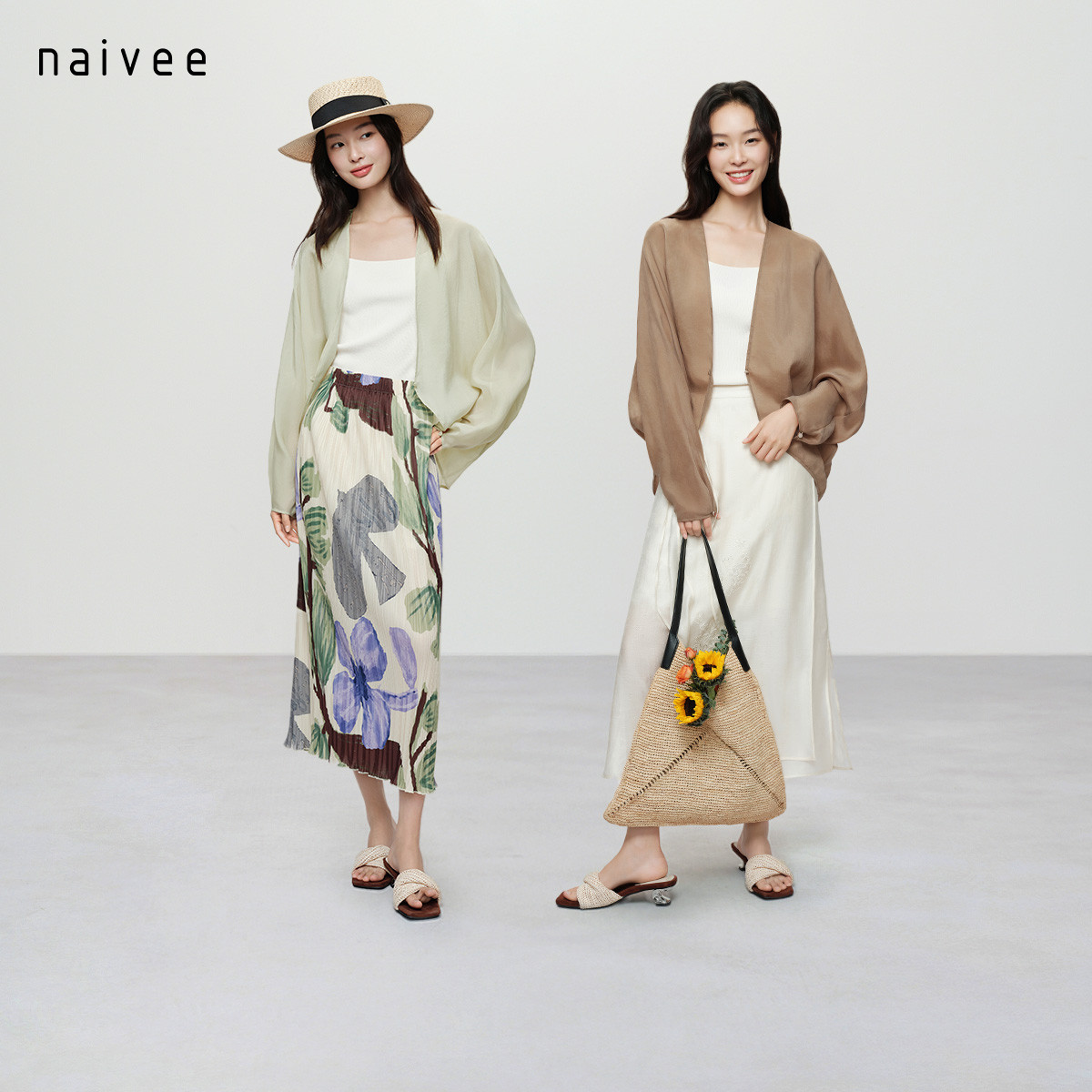 naivee纳薇26夏新款凉爽莱赛尔微透一粒扣披肩小外套通勤度假