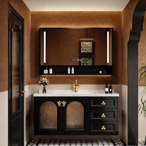 复古法式橡木烤漆浴室柜组合