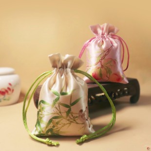 刺绣中药空香囊荷包抽绳束口香包布袋挂件佛珠包装 袋空袋子锦袋