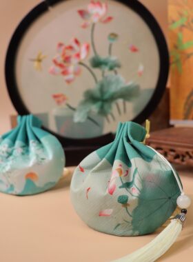 国风荷花香包汉服配饰古风流苏