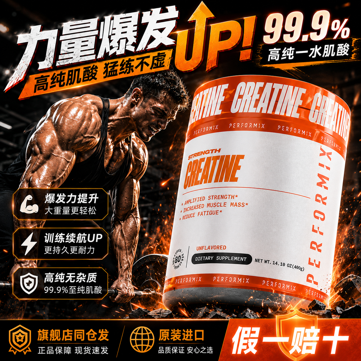 美国Performix普魅一水肌酸粉健身增爆发力耐力非氮泵支链氨基酸