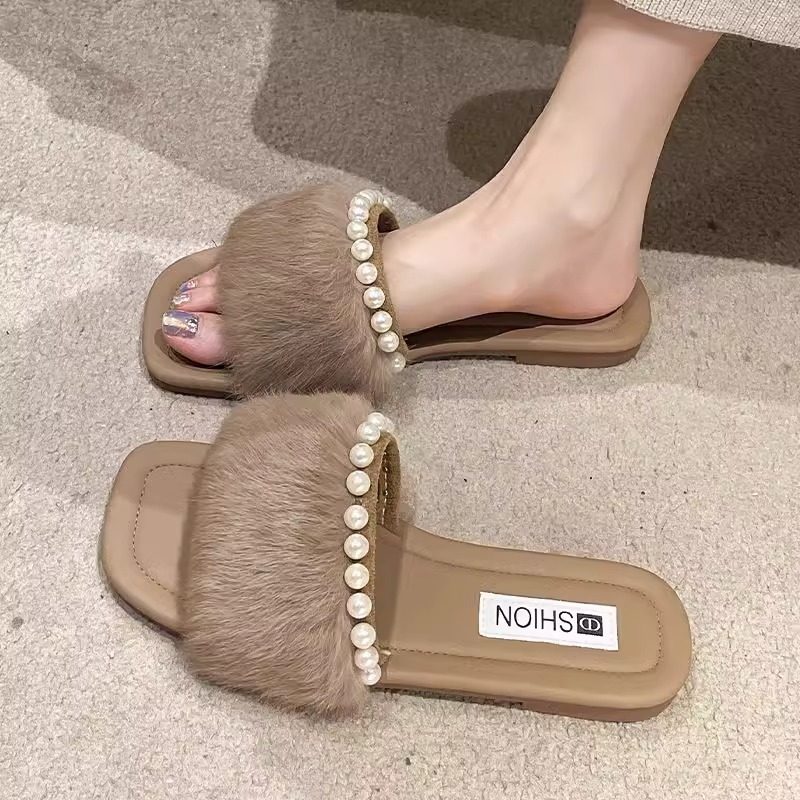 日本代购仙女风法式女外穿夏秋小香风平底防滑懒人一字拖毛毛拖鞋,女鞋,毛毛鞋,淘宝优惠券,粉丝福利购,淘宝优惠卷