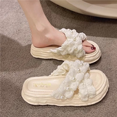 仙女珍珠ins凉拖厚底溶解海边沙滩拖鞋 日本代购 百搭春夏外穿新款