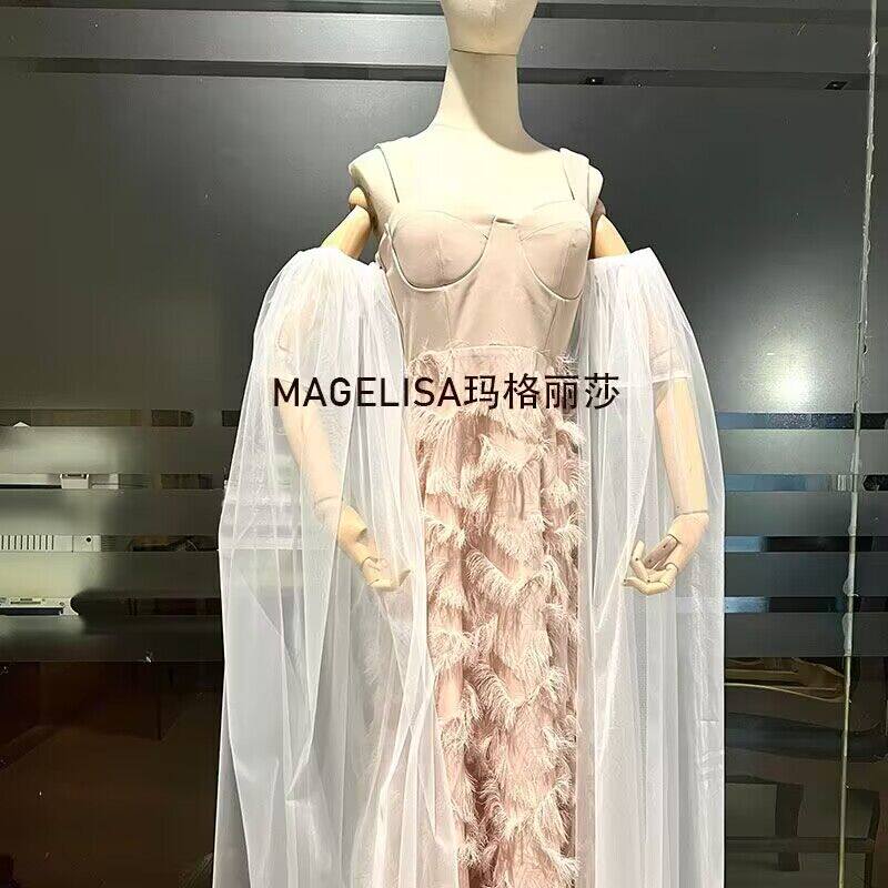 흰색 긴 웨딩 장갑 신부 튜브 탑 웨딩 드레스 팔 소매를 덮는 긴 메쉬 슬리브 신부 장갑