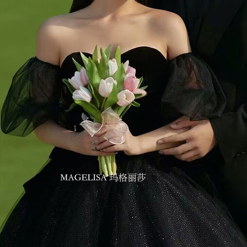 玛格丽莎婚纱手套黑色
