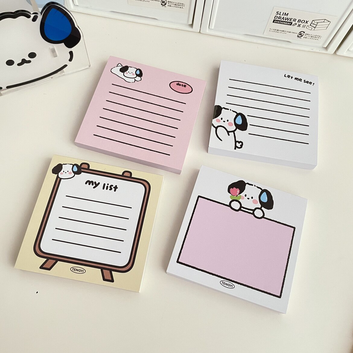 卡通可爱流汗狗狗原创便签纸简约高颜值学生备忘记事无粘性便签本